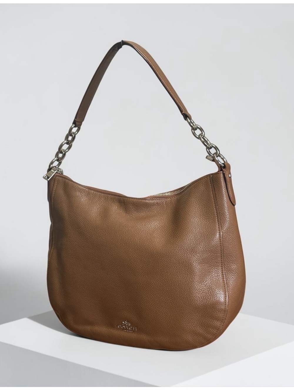 Coach Chelsea Saddle Tan Pebbled Leather Shoulder Hobo Bag! - Picture 2 of 12